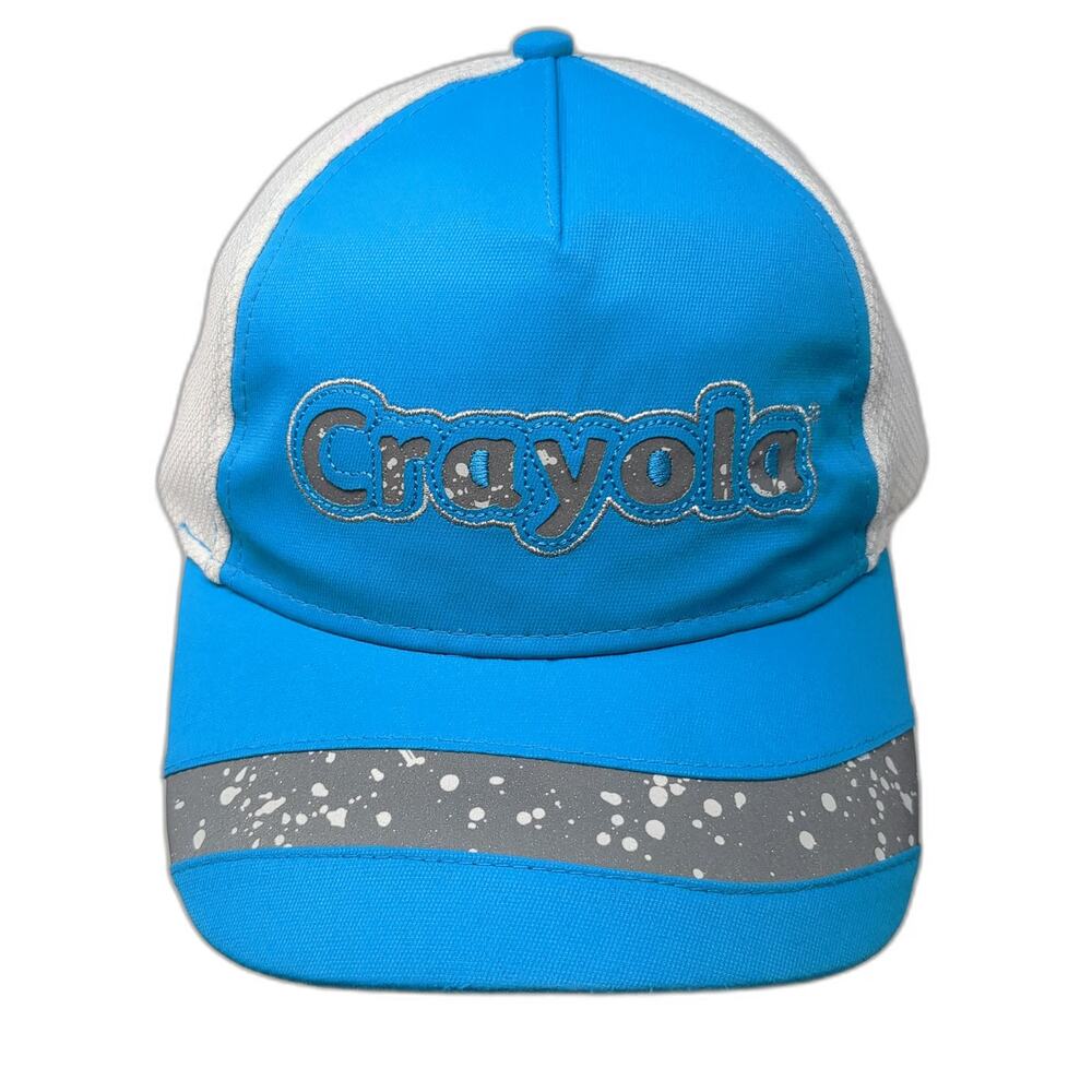 Crayola 5 Panel Hat Blue White Gray One Size Mesh Back Paint Splatter Brim